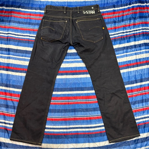 G Star Raw 3301 Dark Wash Blue Navy Denim Men’s Size 33x28 Waxed Jeans - Picture 8 of 14